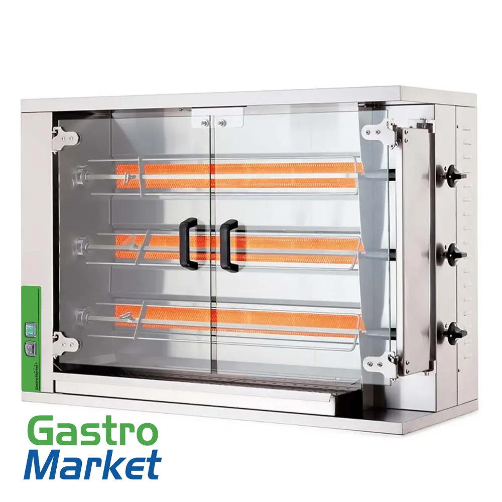 Plynový gril na kurčatá GASTROMARKET – 3 ražne