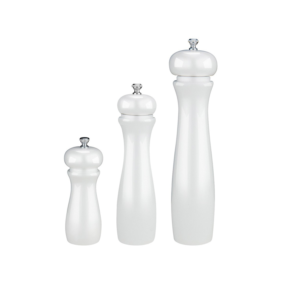 Drevený mlynček na soľ a korenie – biely 12 cm