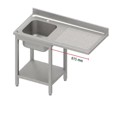 Umývací stôl s priestorom pre umývačku pravý 1400x600x900 mm (POUŽÍVANÝ)