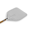 Obdĺžniková pizza lopata 45x45 cm | perforovaná | anodizovaný hliník | W.E.S. rúčka drevo-efekt 120 cm | séria WoodTech | GI Metal AW-45RF/120