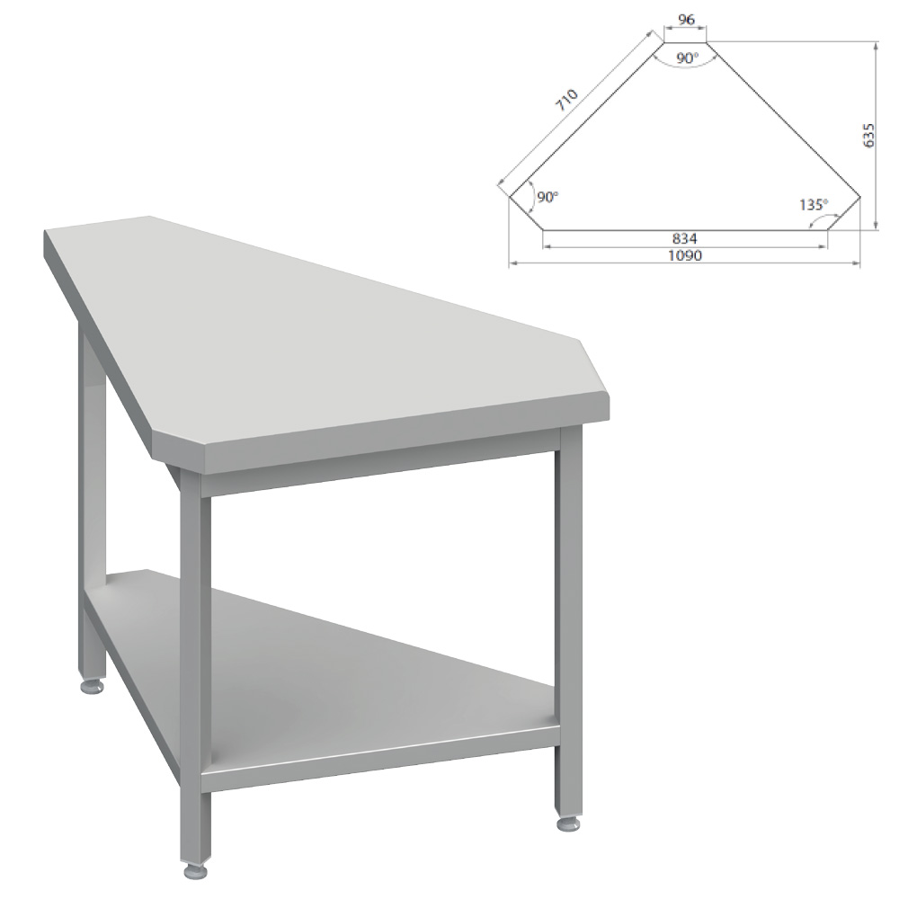Neutrálny výdajný stôl rohový 90° - vnútorný – 785x785x880mm