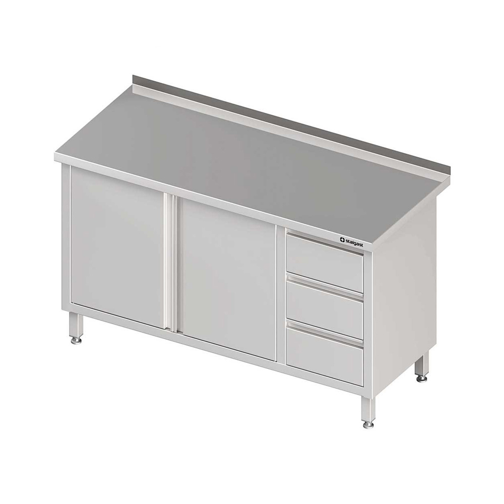 Pracovný stôl so zásuvkami GN1/1 a 2x otváracie dvere  1800x700x850mm