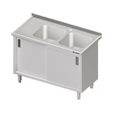 Umývací stôl krytovaný s dvojdrezom a s posuvnými dvierkami  1100x700x850mm