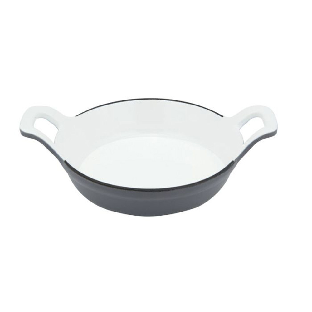 Mini smaltovaná panvica šedá s dvoma uškami, priemer 18 cm