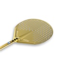 Okrúhla pizza lopata ø36 cm | perforovaná | G.H.A. zlatý hliník | rúčka 150 cm | séria Gold | GI Metal G-37F/150